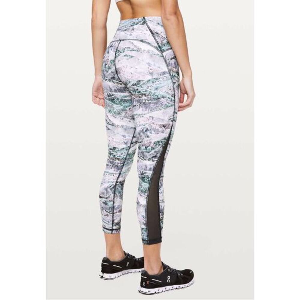 Lululemon 4 purple Train Times 7/8 leggings Springscape Multi